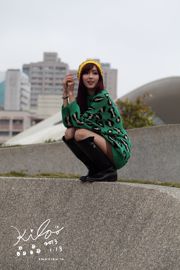 台湾模特廖挺伶/Kila晶晶《绿色长衣+长靴》街拍
